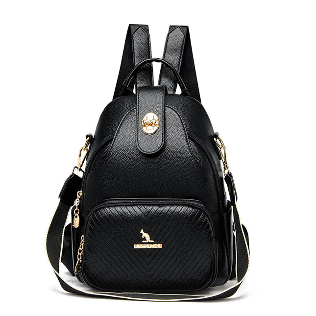 Cross-border Wholesale Soft Leather Backpack Women's New Fashion All-match Multi-function Backpack All-match Backpack
