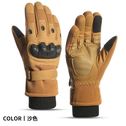 Men's and Women's Warm Cycling Fleece-Lined Thickened Cold-Proof Touchscreen Tactical Mountaineering Outdoor Ski Gloves for Adults, Windproof