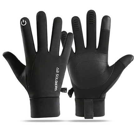 Cycling Gloves Autumn and Winter Men's and Women's Outdoor Hiking Windproof and Waterproof Gloves Fleece-Lined Warm Anti-Slip Touch Screen Gloves