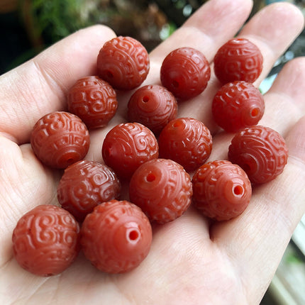 Old Agate Pattern Beads Red Agate Auspicious Cloud Pattern Loose Beads DIY Cultural Toy Bracelet Beads Accessories Beading Material Wholesale