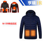 Blue single-control four-zone smart heating cotton jacket / S