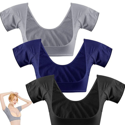 in stock cross-border underarm sweat pad vest mesh quick-drying short-sleeved breathable sweat-absorbent anti-sweat milk silk and mesh