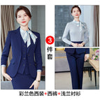 Colorful blue suit trousers light blue shirt / S