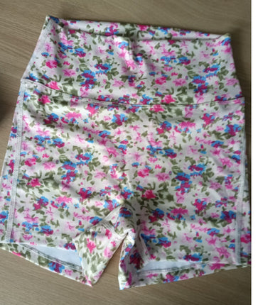 High-Waisted Butt-Lifting Naked-Feel Brushed Yoga Shorts Voxy Printed Summer High-Elastic Quick-Drying Three-Quarter Pants