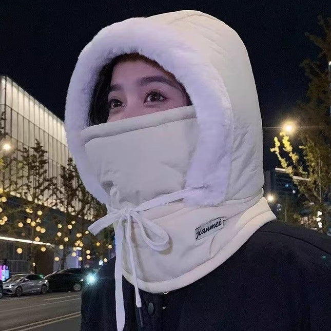 New Winter Hat for Women, Warm Pullover Hat, Outdoor Cycling Windproof and Cold-Proof Mask, Neck Scarf, One-Piece Hat, Lei Feng Hat