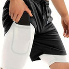 Kd60010 fake two-piece shorts-black with white bottom / Xs (domestic size m)