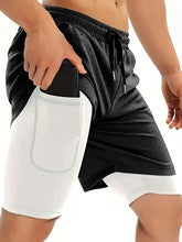 Cross-border European and American Size in stock Fitness Loose Quick-drying Running Ball Sports Mesh Double-layer Fake Two-piece Shorts