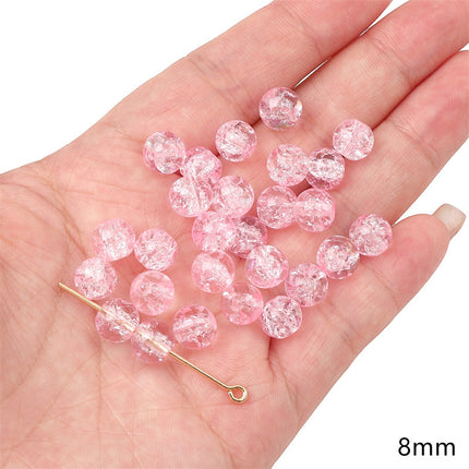 Glass Pink Transparent Solid Color Round Beads Crystal Beads Wheel Beads Slub Handmade Bracelet Bracelet Necklace Jewelry