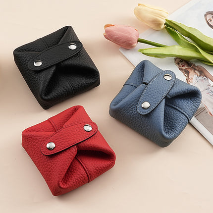 Cross-border Ins Girl's Small Jewelry Storage Bag Mini Genuine Leather Coin Purse Earphone Bag Women's Mouth Red Envelope Coin Bag
