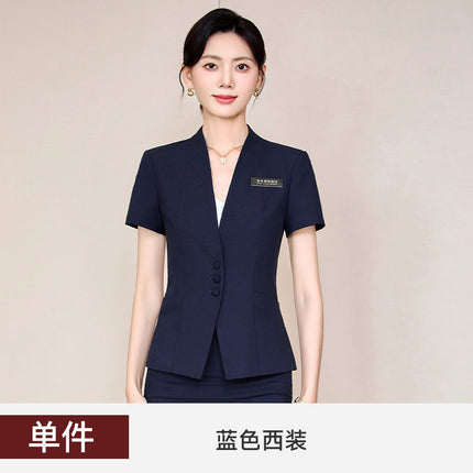 Stewardess Professional suit Women's Fashion Elegant Jewelry Store High-end Suit Dress Overalls Hotel Front Desk Workwear Summer