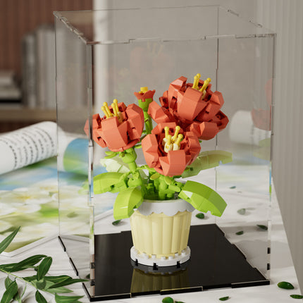 Compatible with Lego Forever Flower Sunflower Rose Fleshy Potted Plants Assembled Building Blocks Toy Valentine's Day Gift for Girls