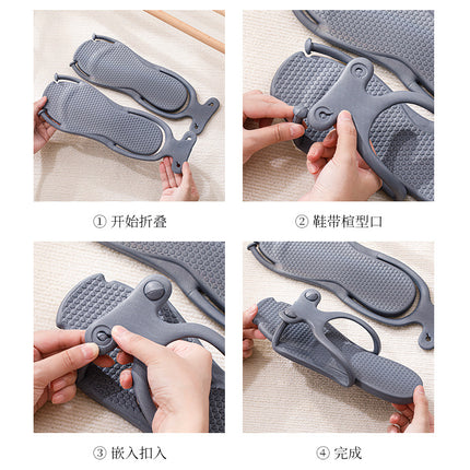 Folding Slippers Women's Detachable Travel Portable Hotel Bathing Beach Flip-Flap Slippers for Traveling Men