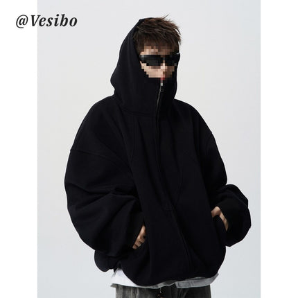 American-Style Heavy Deconstructed Hooded Jacket for Men, Spring Trendy Brand Design Patchwork Sweatshirt, High Street Cool Couple Hoodie