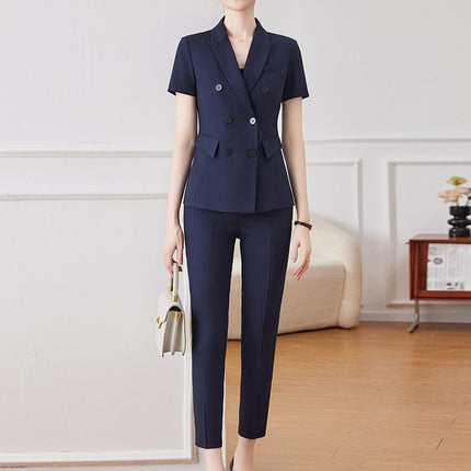 Hotel Front Desk Work Clothes Female Summer Short-sleeved Suit Gold Shop Stewardess Uniform Business Wear suit Lobby Manager Summer