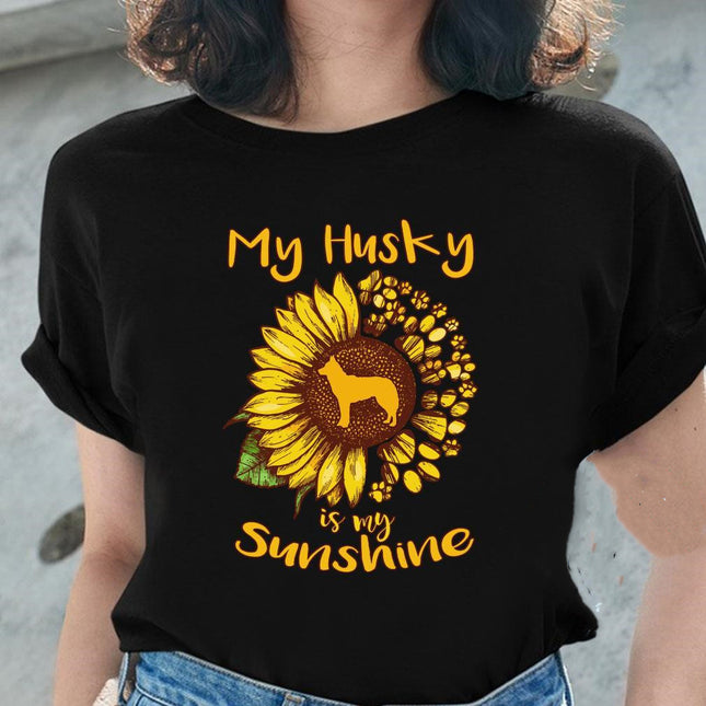Short Sleeve foreign trade in stock 2024 sunflower dog printed round neck casual T-shirt T-shirt