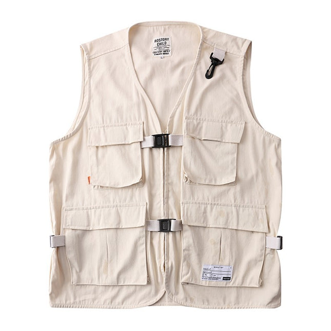 Japanese Retro Wearing Military Fan Tactical Vest Men's Fashion Brand Spring and Autumn Loose Waistcoat Overalls