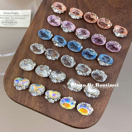 New Nail Art Accessories with Transparent Base and Stacked Diamonds, High-End Easy-To-Burst Style, Versatile Pigeon Egg Nail Accessories, Finished Diamonds