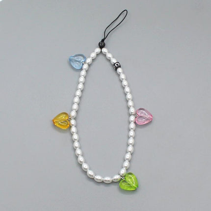 Online popular anti-lost mobile phone chain rainbow mobile phone chain same enamel beads DIY mobile phone lanyard factory direct sales