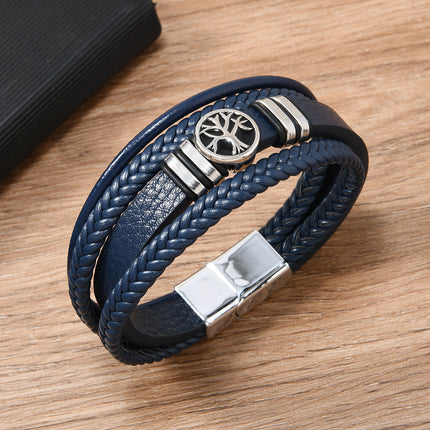 Cross-Border New Products European and American Retro Style Various Ready-Made Life Tree Fashion Versatile Multi-Layered Hand-Woven Men's Bracelets