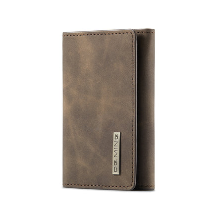 DG.MING Large Capacity Trifold Wallet Retro PU Wallet Card Bag Multifunctional Magnetic Small Wallet Clutch Black