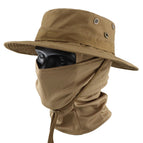 Dark khaki benny hat + bird's eye hood / One size fits all