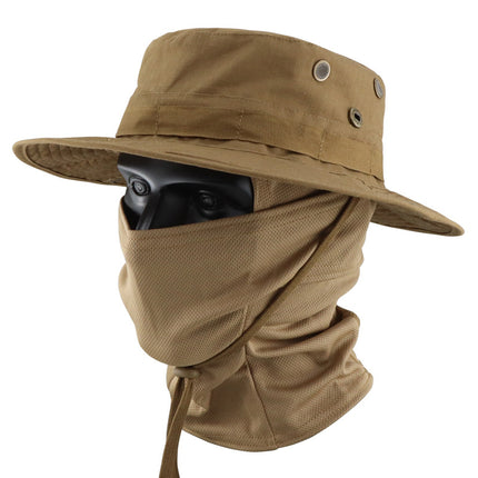 Camouflage Tactical Penny Hat suit Multifunctional Outdoor Fishing Hat Fisherman Hat Sunscreen Protective Breathable Round Edge Hat for Men