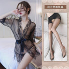 Black + black open socks / S