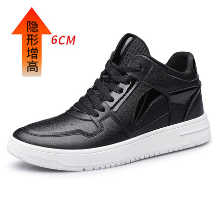 New Sneakers for Men, Fashionable Invisible Inner Heightening 8/10 Men's Shoes, Cowhide Trendyy Casual Shoes, Student White Sneakers