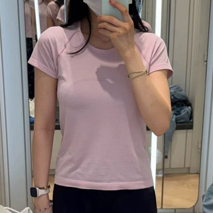 Lulu Original Standard Tech Short-Sleeved 1.0 Breathable Round Neck Women's Slim Sports Top Running Training T-Shirt Yoga Wear