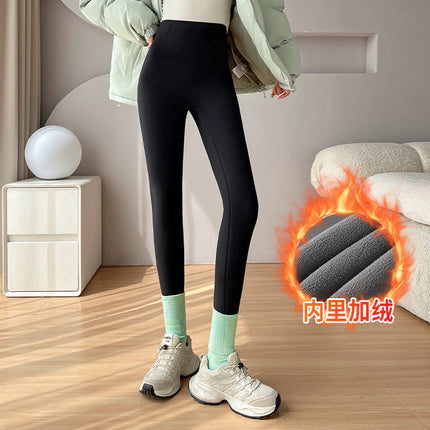 High-End Sports Pants for Women, Spring and Autumn, Non-Binding, Plus Size, High-Waisted, Tummy Control Yoga Pants, Fleece-Lined, Tight-Fitting Leggings