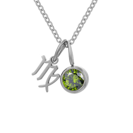 Non-Fading Titanium Steel Zodiac Necklace for Women, Birthstone Rhinestone Pendant, Clavicle Chain, European and American Style Niche Light Luxury Jewelry