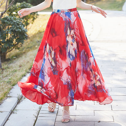 European and American Printed Skirt for Women Amazon 2025 Summer New Casual Seaside Vacation Long Skirt Skirt