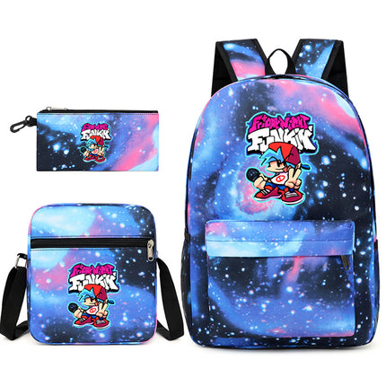 2021 Friday night backpack shoulder bag pencil case three-piece canvas schoolbag set
