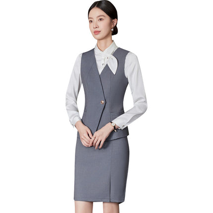 High-End Professional Suit Women's Long-Sleeved New Vest Skirt Bank Manager Business Formal Wear Hotel Front Desk Work Clothes