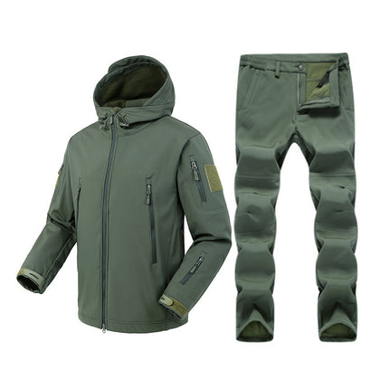 Shark skin soft shell assault suit autumn and winter outdoor shark skin assault suit plus velvet camouflage clothing