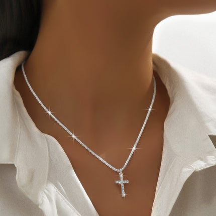 Europe and the United States cross-border foreign trade popular star necklace shiny sparkling cross pendant chain ladies