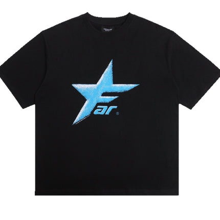 Cross-Border Far American Washed Distressed Short-Sleeved High Street Cross Lip Print Style Fashion Casual Loose Men's and Women's T-Shirts