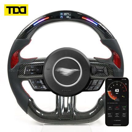 Tdd Is Suitable for Mustang 2018 2019 2020 2021 2022 Gt350 Carbon Fiber Led Custom Steering Wheel