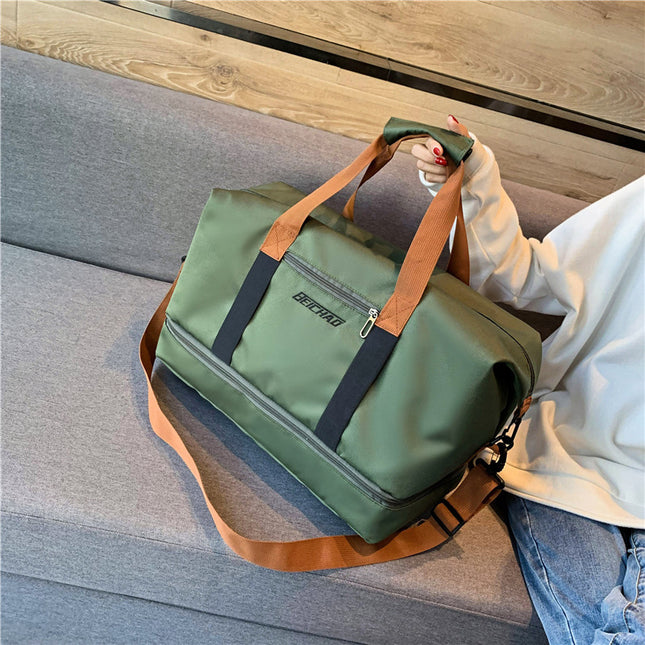 New Travel Bag Large Capacity Boarding Duffel Bag Cover Tie Rod Travel Gym Bag Cross-border Dry and Wet Separation Shoe Bin Bag