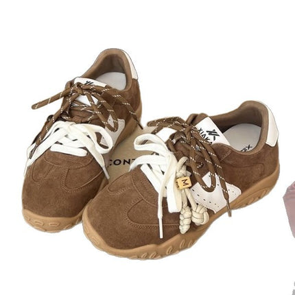 Soft Leather Version ~ Casual Thick-Soled Moral Training Shoes for Women 2025 Autum New Style Versatile Height-Increasing Sports for Small People