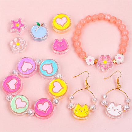 Acrylic love five-pointed star drop oil cartoon accessories DIY bracelet material homemade mobile phone case key chain hanging chain