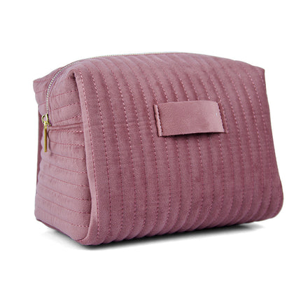 Etsy Cross-Border Popular Embroidered Striped Velvet Makeup Bag, High-Quality, Soft and Skin-Friendly Cosmetic Storage Bag