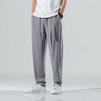 2025 Spring New Cross-Border Chinese Style Men's Casual Pants Linen Japanese Harem Pants Lantern Pants National Trend Loose Men's Pants