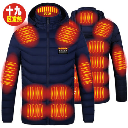 Cross-border hooded heating cotton-padded clothes double-control three-gear electric heating cotton-padded clothes intelligent constant temperature heating warm coat heating warm