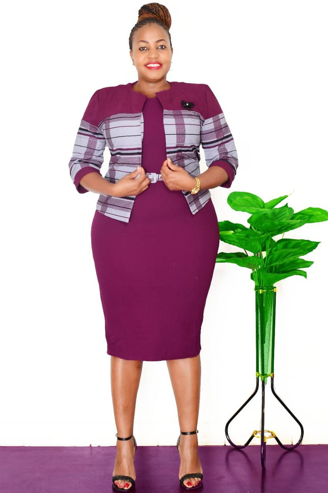 African Plus-Size Women's Clothing Spring and Autumn New Style Coat and Dress Two-Piece Set Office Ladies Dresses