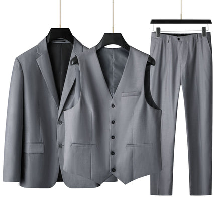 Fat Man 2025 Spring and Autumn New Men's Loose Plus Size Plus Size Business Casual Suit Three-Piece Suit