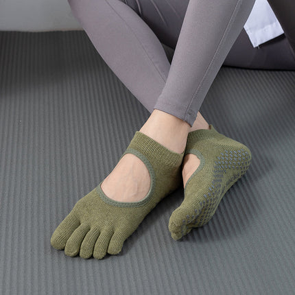Toesox quality new gradient yoga socks tie-dyed backless five-finger socks sports pilates dispensing non-slip socks