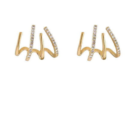 Minimalist Four-Claw Stud Earrings for Women, Niche Design, High-End Internet Celebrity Earrings, Light Luxury, High-End Minimalist Style Earrings Trend