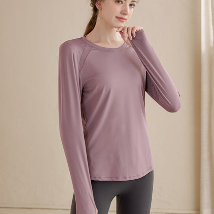 Yoga clothes women's long-sleeved workout clothes T-shirt breathable running professional workout clothes morning running workout clothes top spring and autumn
