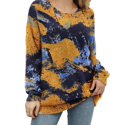 Yzt-Ddmtt Solid Color Mink Fur Printed Sweater, Cross-Border Amazon Best-Selling Model, Exclusively for Cross-Border Sales, Popular Women's Loose Fit
